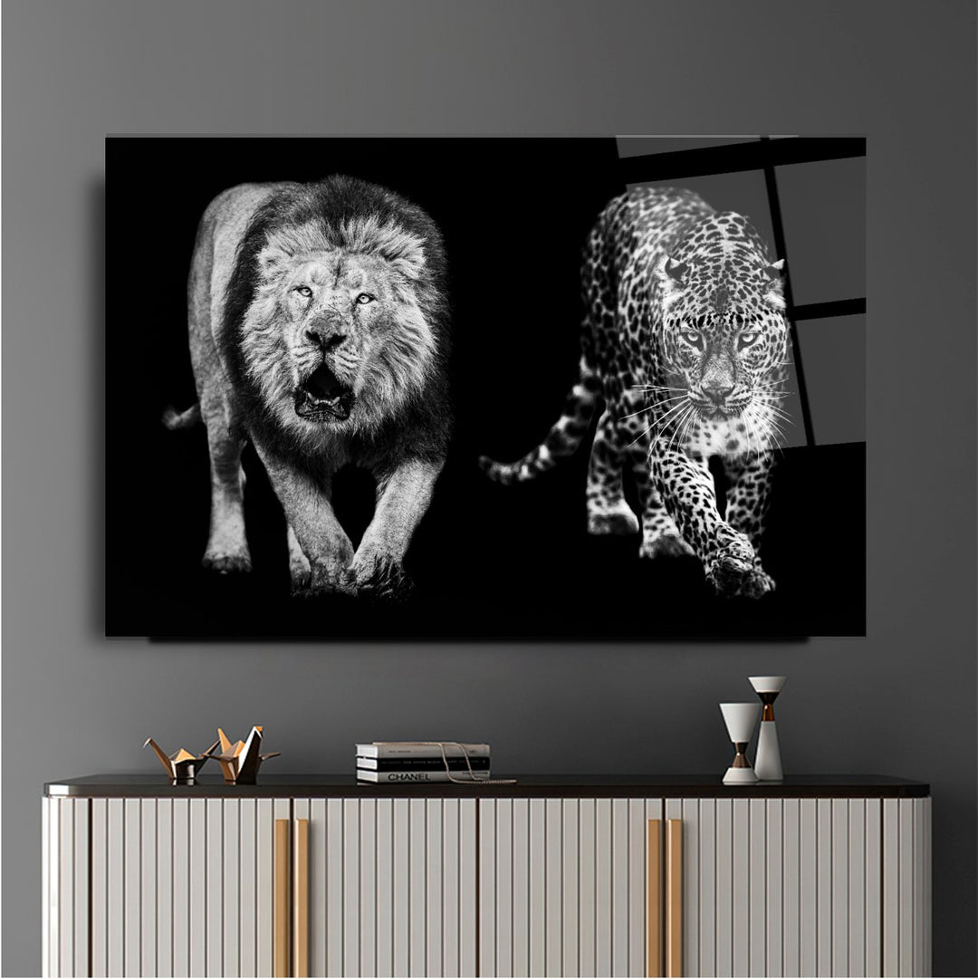Aslan ve Leopar Cam Tablo