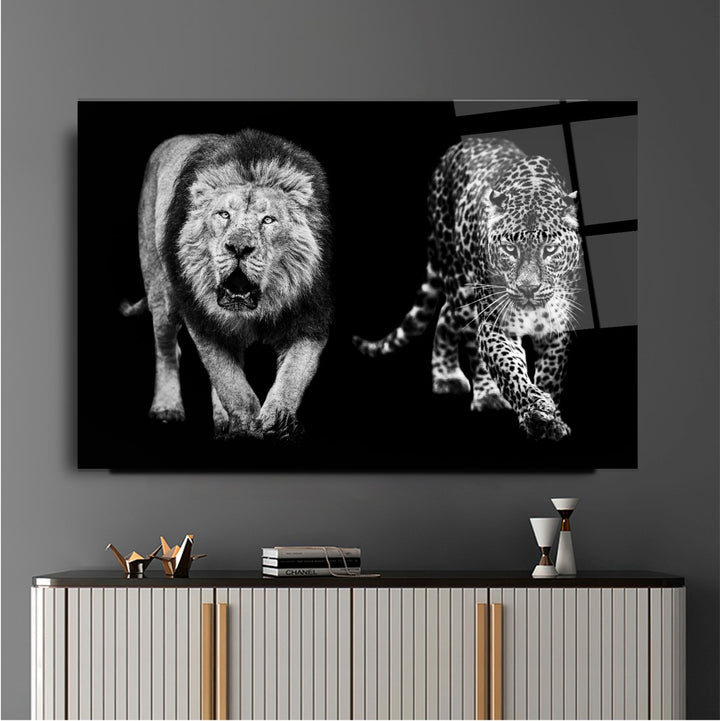 Aslan ve Leopar Cam Tablo