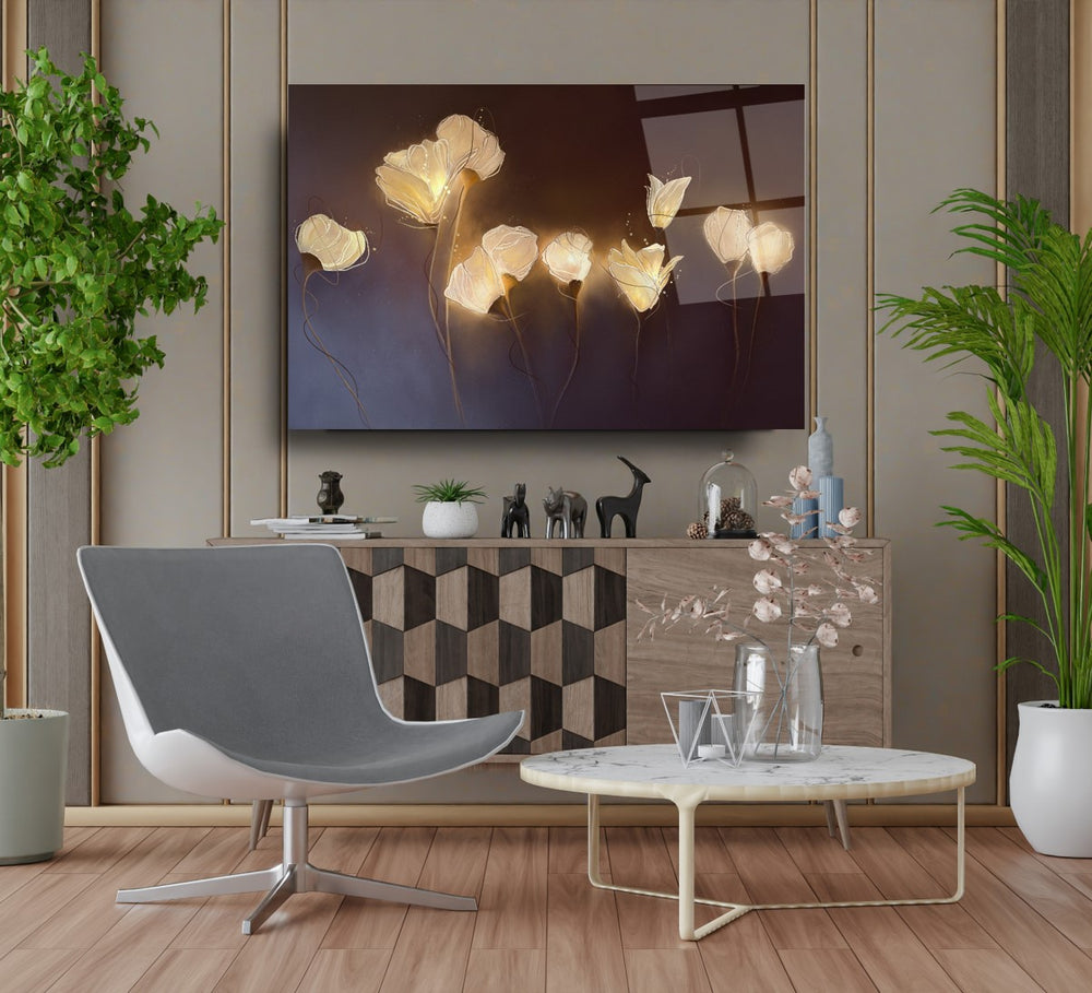 Ateş Çiçekleri Cam Tablo