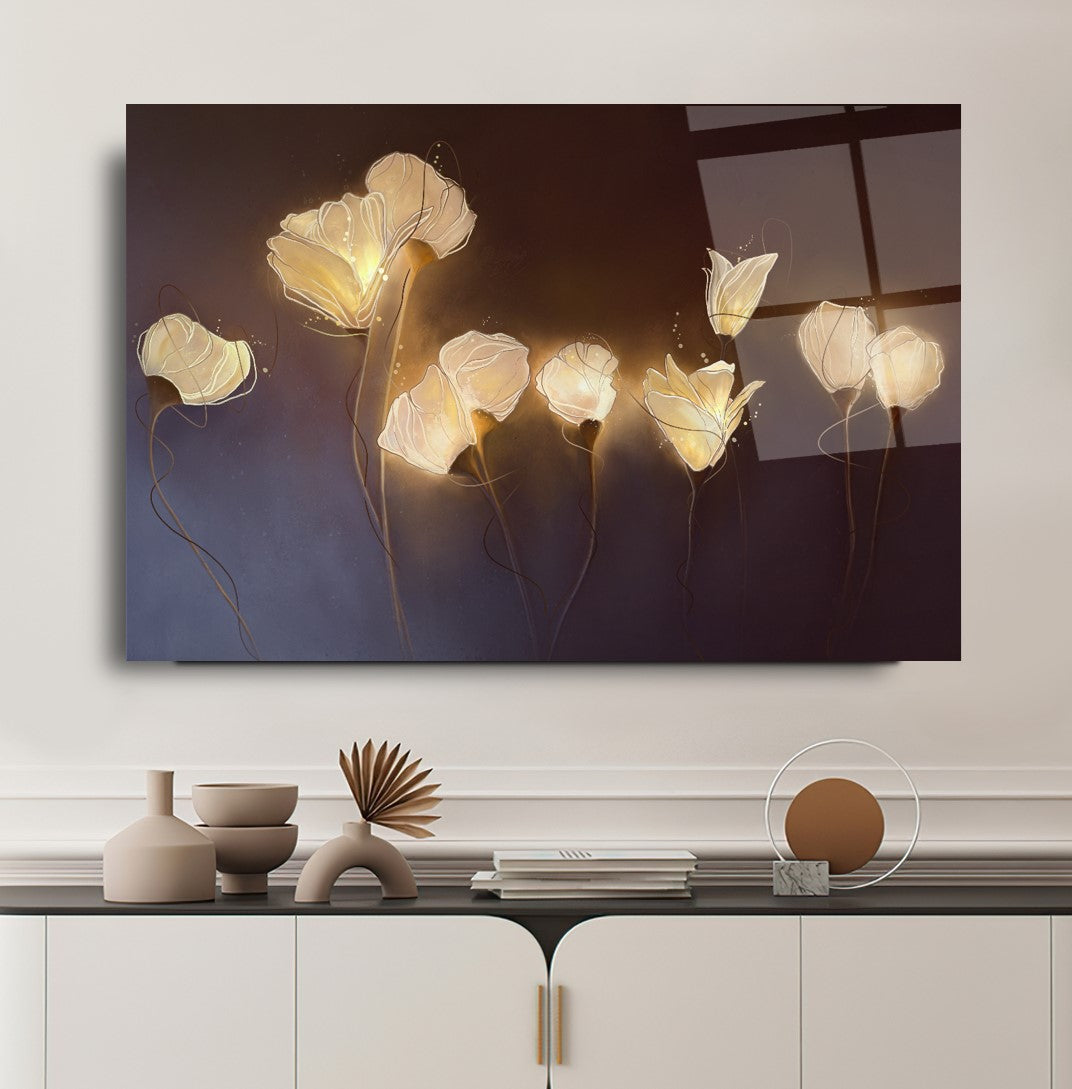 Ateş Çiçekleri Cam Tablo