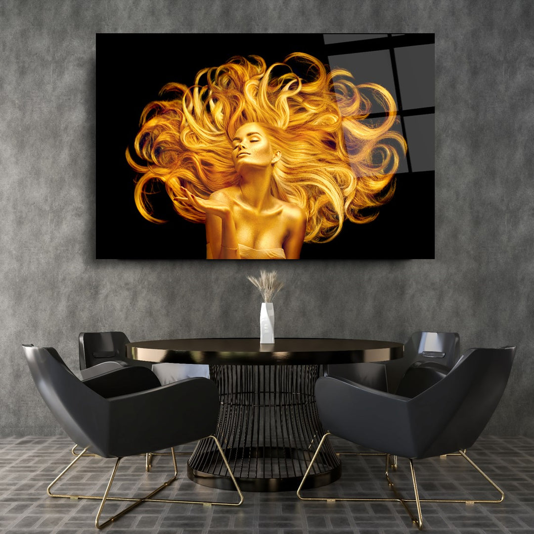 Altın Saçlar Cam Tablo