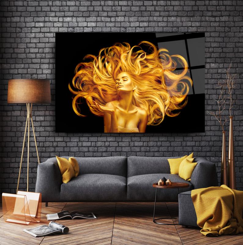 Altın Saçlar Cam Tablo