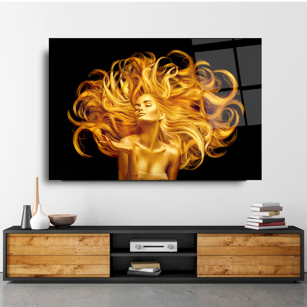 Altın Saçlar Cam Tablo