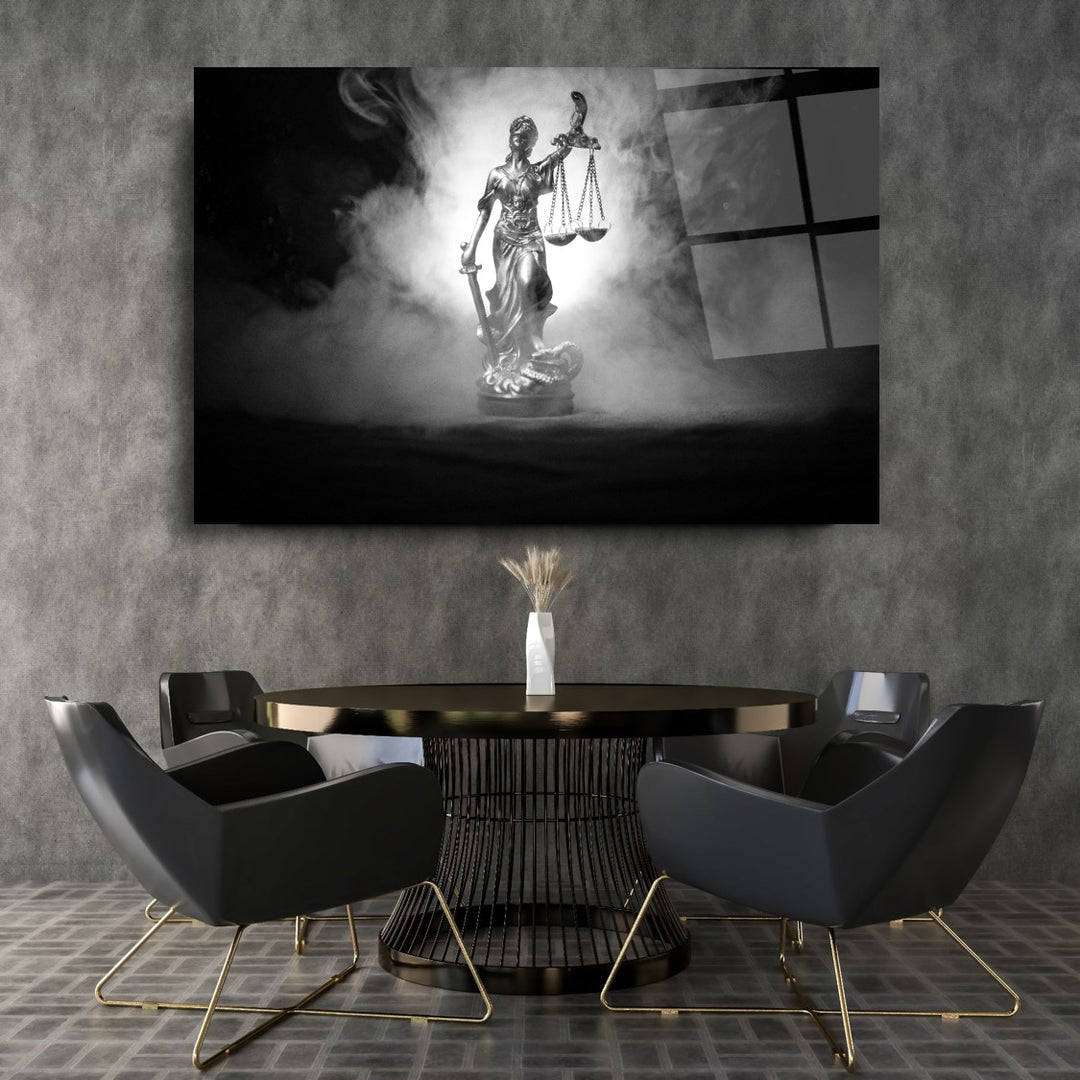 Themis Heykeli Cam Tablo