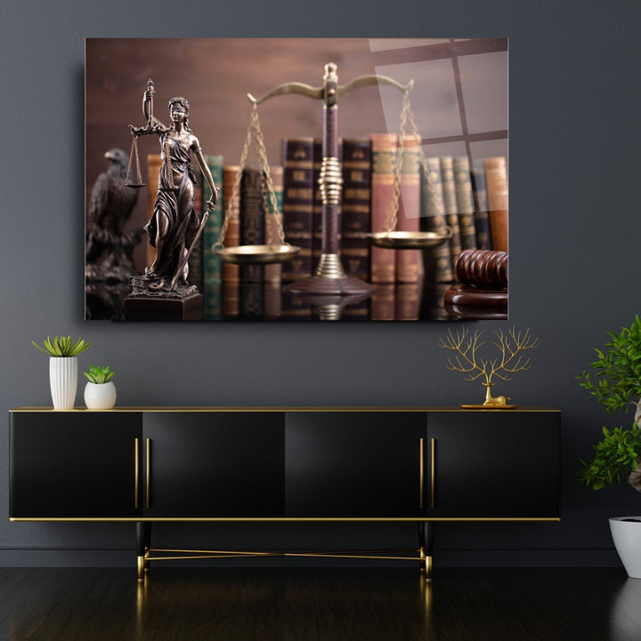 Themis Heykeli Cam Tablo