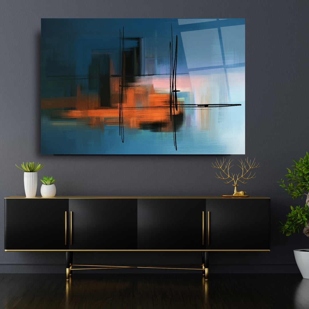 Soyut Desen Cam Tablo