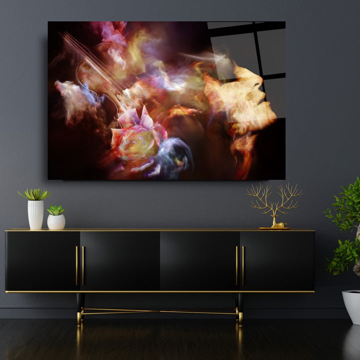 Soyut Müzik Cam Tablo