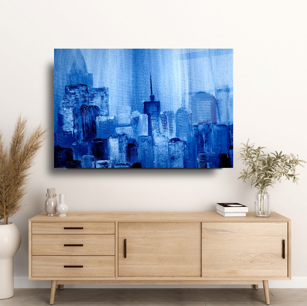 Soyut Şehir Cam Tablo