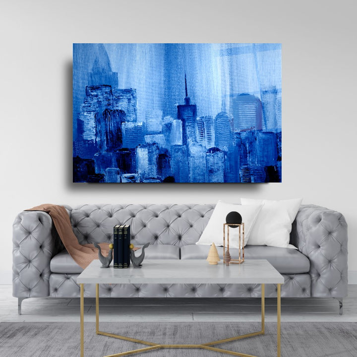 Soyut Şehir Cam Tablo
