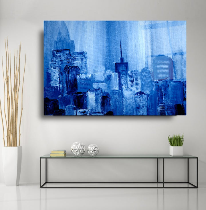Soyut Şehir Cam Tablo