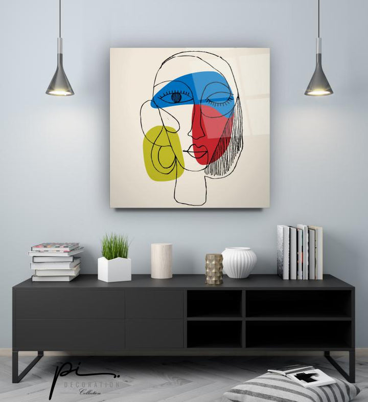 Renkli Portre Cam Tablo