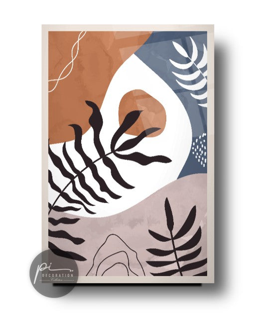 Soyut Yapraklar Cam Tablo