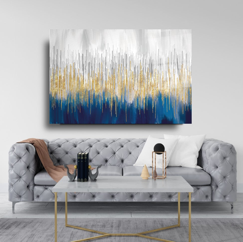 Soyut Mavi Cam Tablo