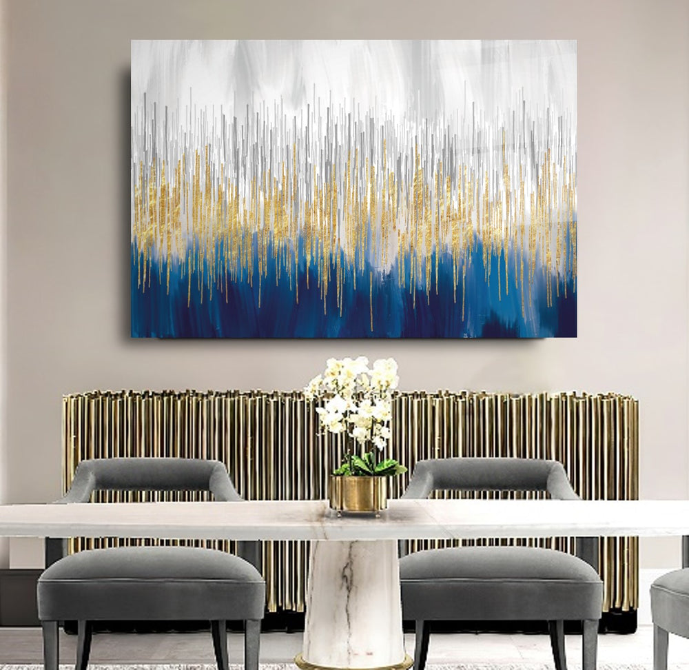 Soyut Mavi Cam Tablo