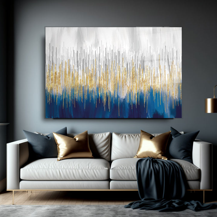 Soyut Mavi Cam Tablo