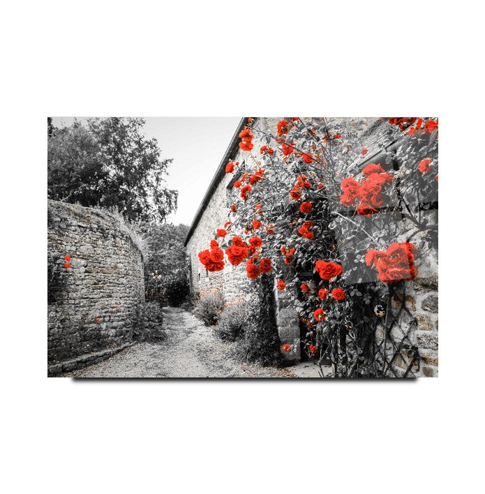 Çiçekli Duvar Cam Tablo