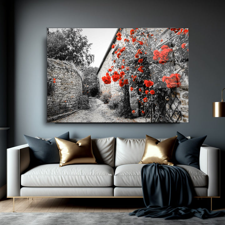 Çiçekli Duvar Cam Tablo