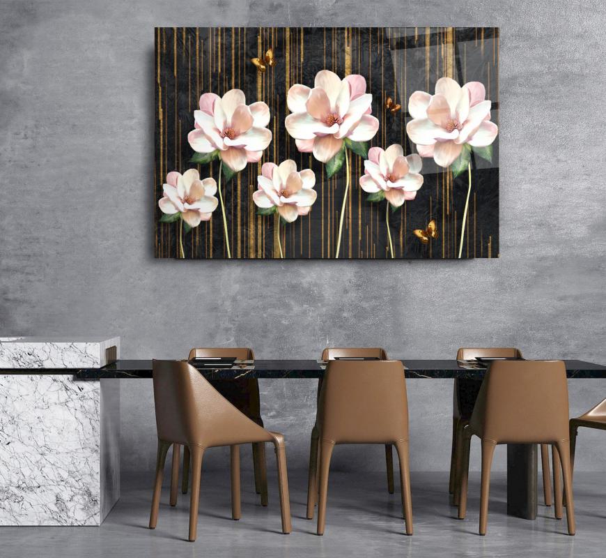 Çiçekler Cam Tablo