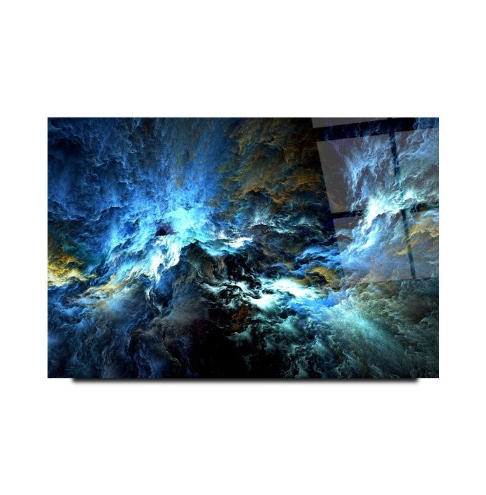 Soyut Mavi Cam Tablo