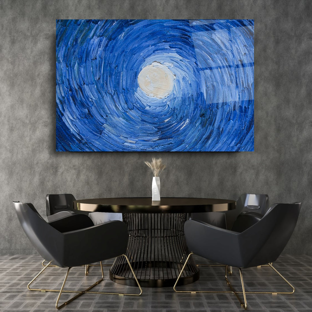 Soyut Mavi Cam Tablo