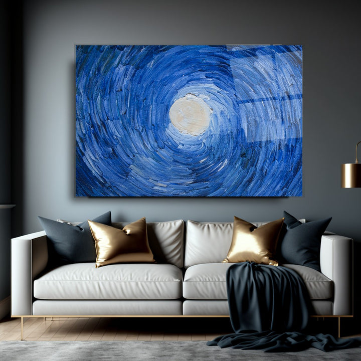 Soyut Mavi Cam Tablo