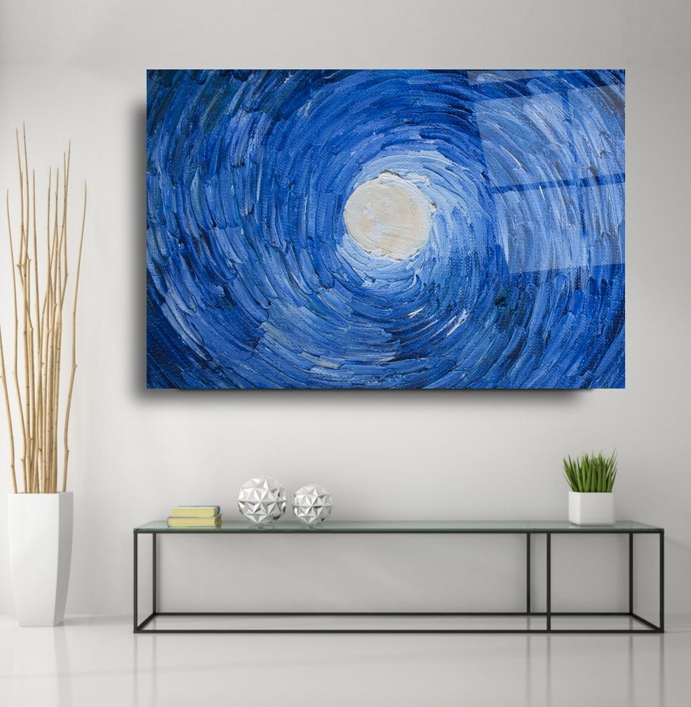 Soyut Mavi Cam Tablo