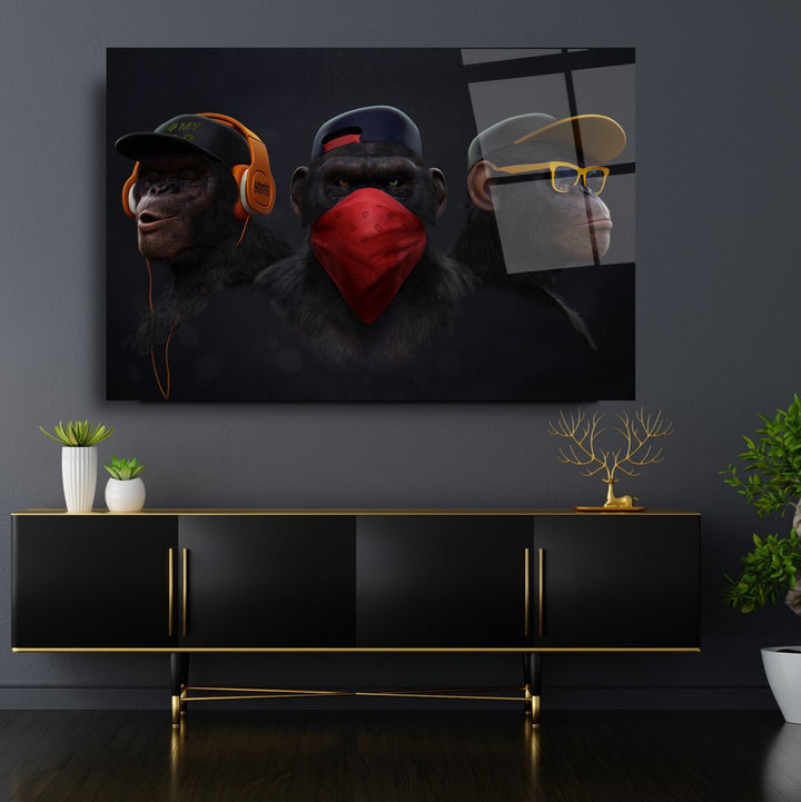 Üç Maymun Cam Tablo