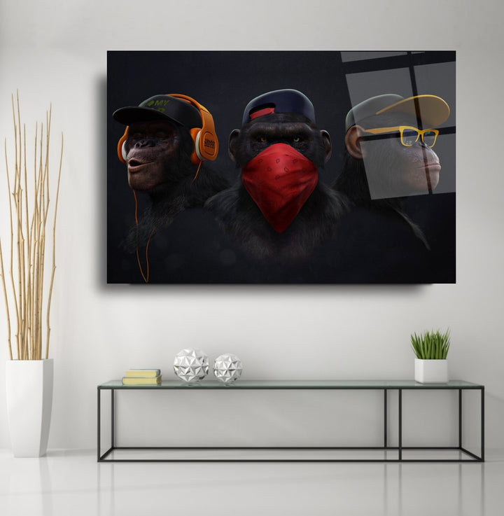 Üç Maymun Cam Tablo