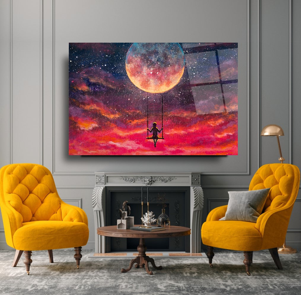 Uzayda Salıncak Cam Tablo