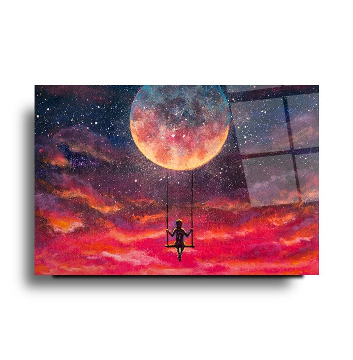 Uzayda Salıncak Cam Tablo