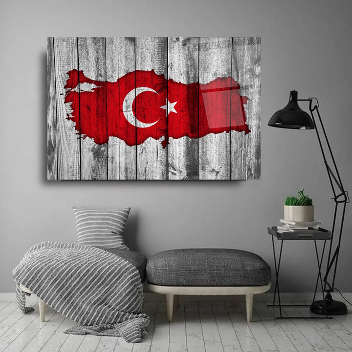 Türk Bayrağı Cam Tablo