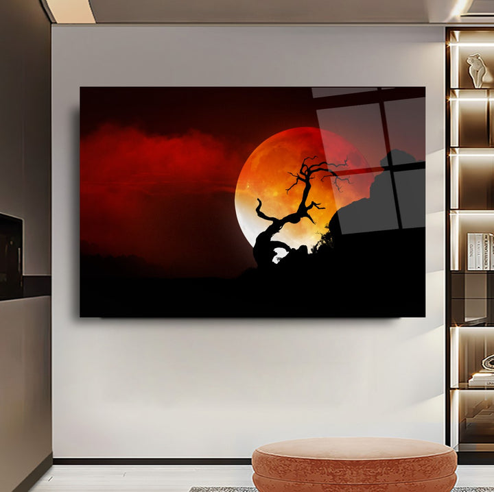 Ay Manzarası Cam Tablo