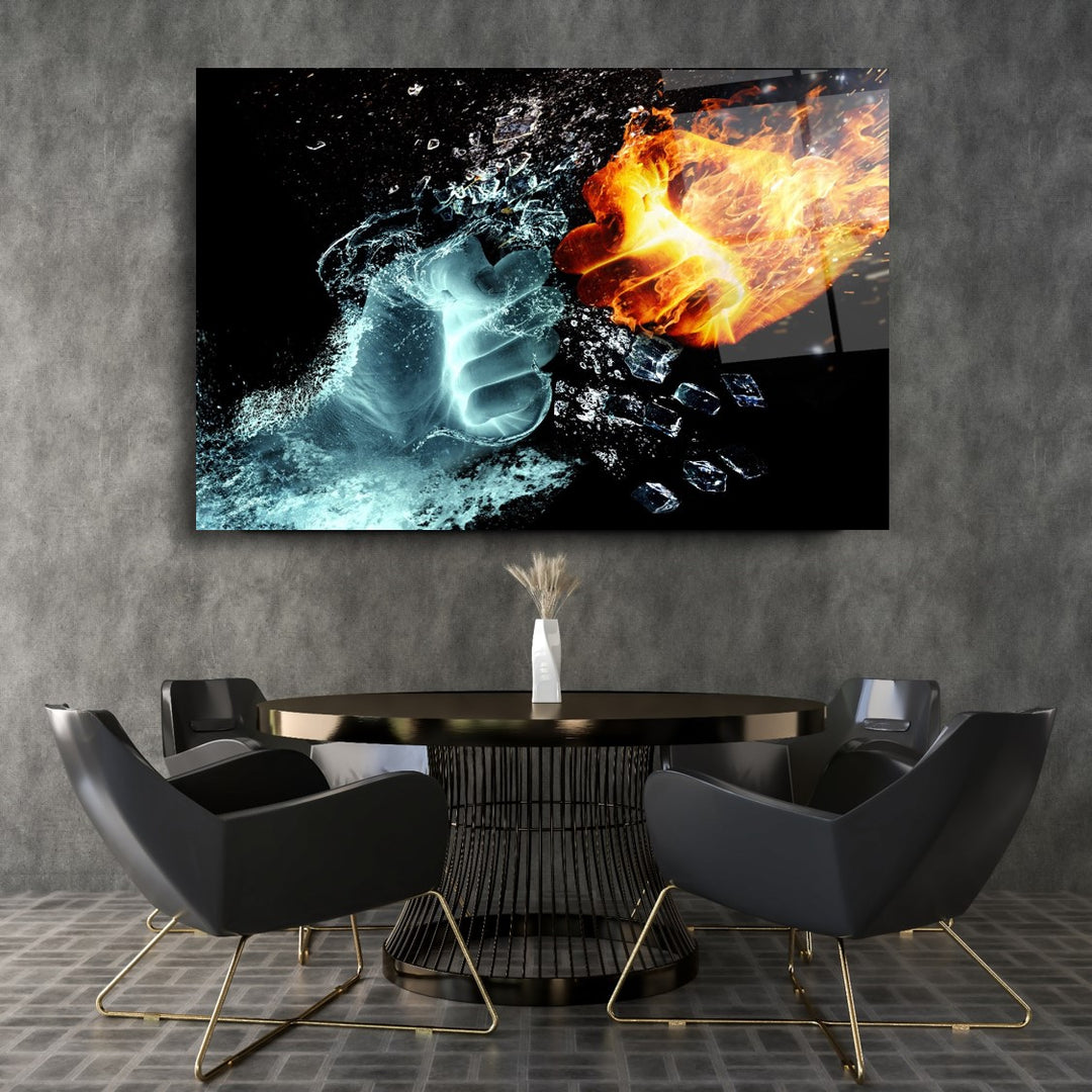 Ateş Ve Su Cam Tablo