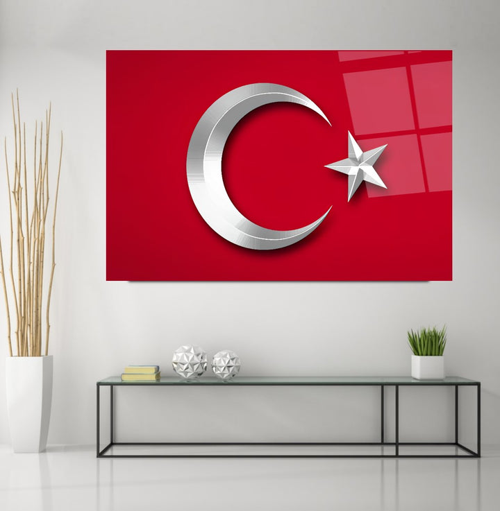 Türk Bayrağı Cam Tablo