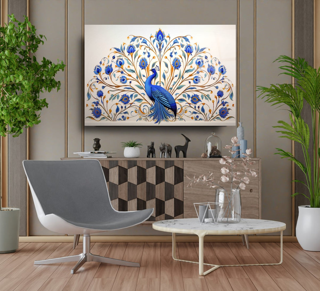 Tavus Kuşu Cam Tablo