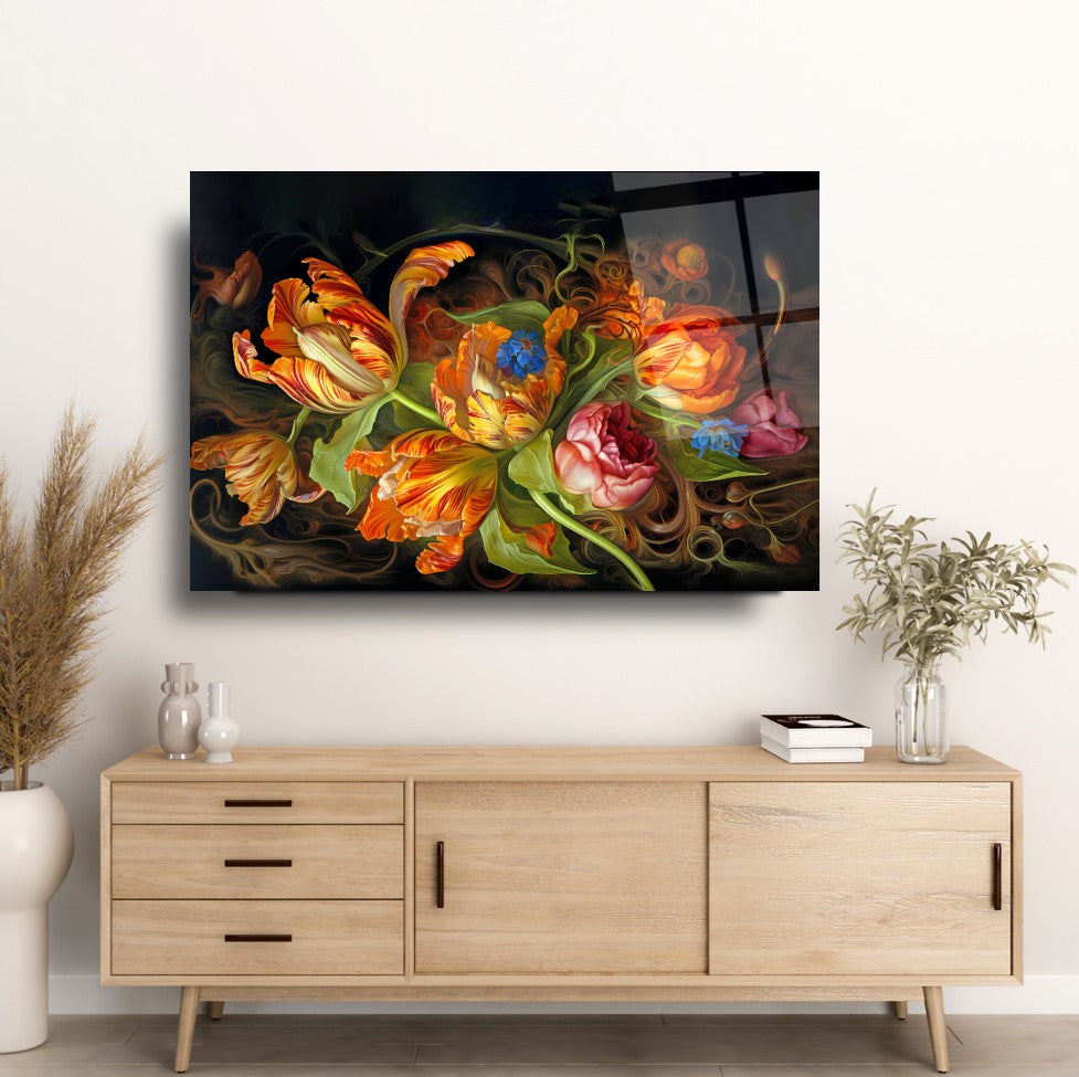 Çiçekler Cam Tablo