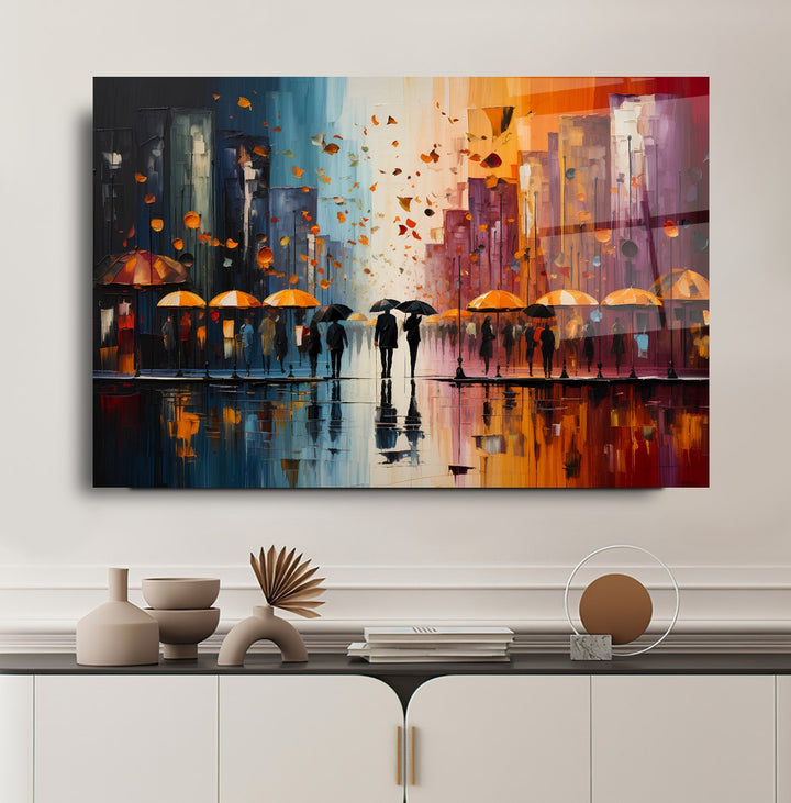 Soyut Şehir Cam Tablo