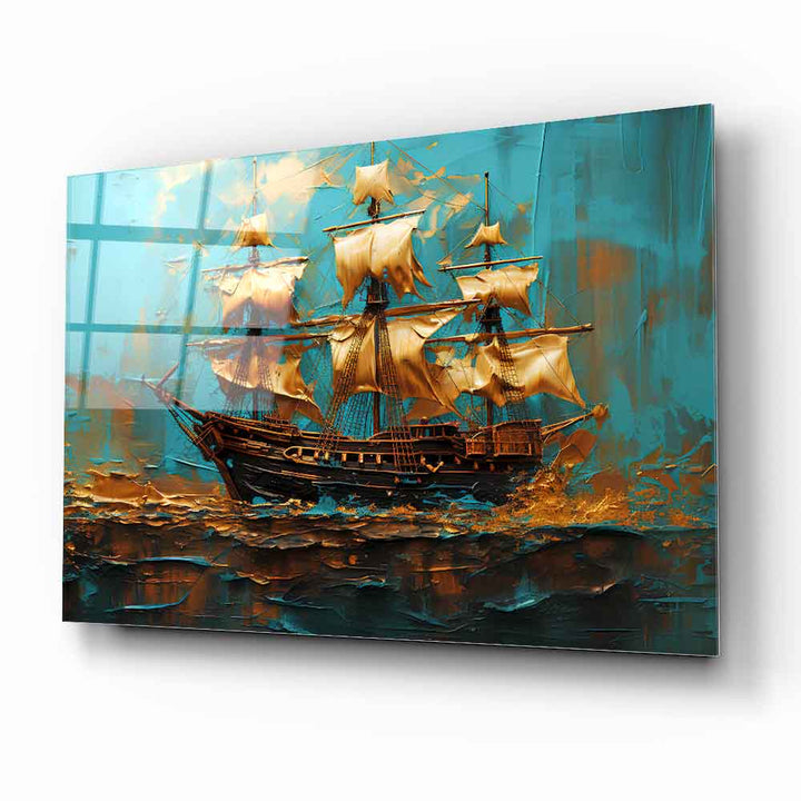 Yelkenli Gemi Cam Tablo