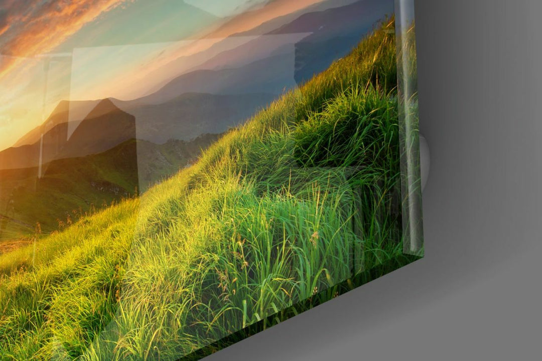 Dağ Manzara Cam Tablo No:1003