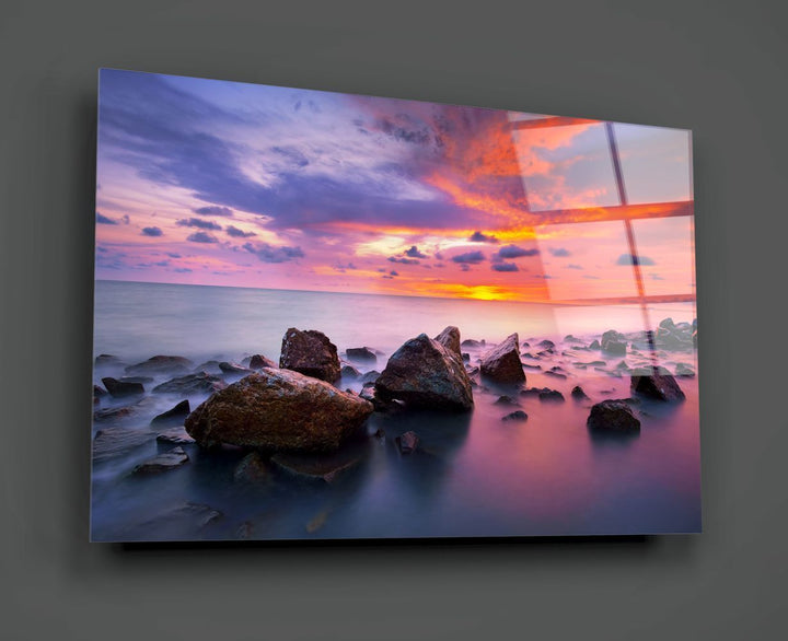 Denizde Gün Batımı Cam Tablo No:2038