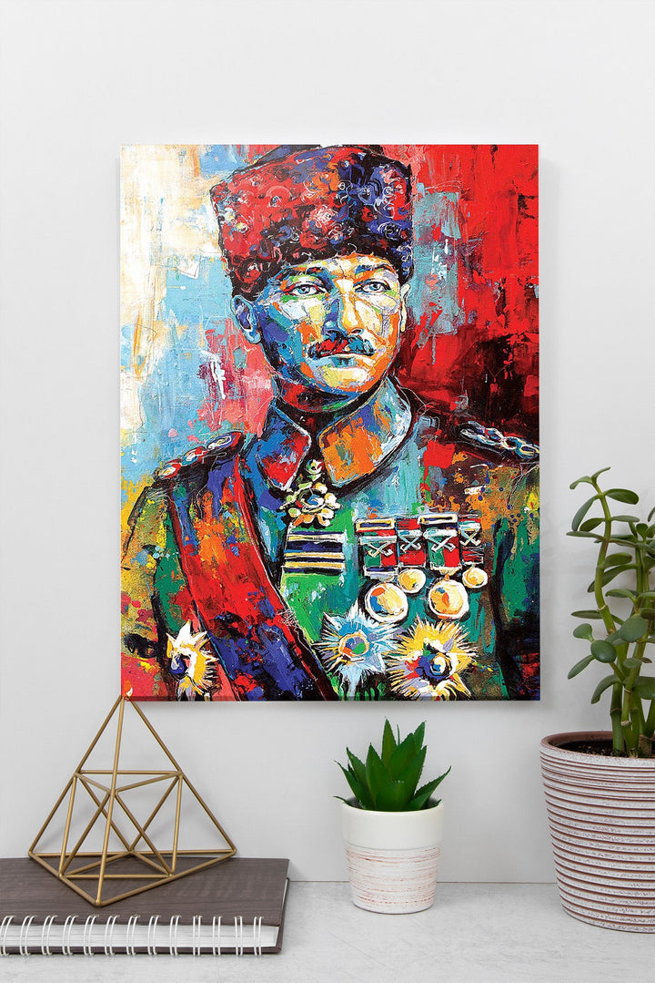 Renkli Atatürk Cam Tablo