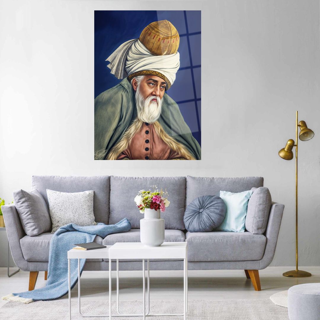 Hz. Mevlana Celaleddin Rumi Portre Cam Tablo