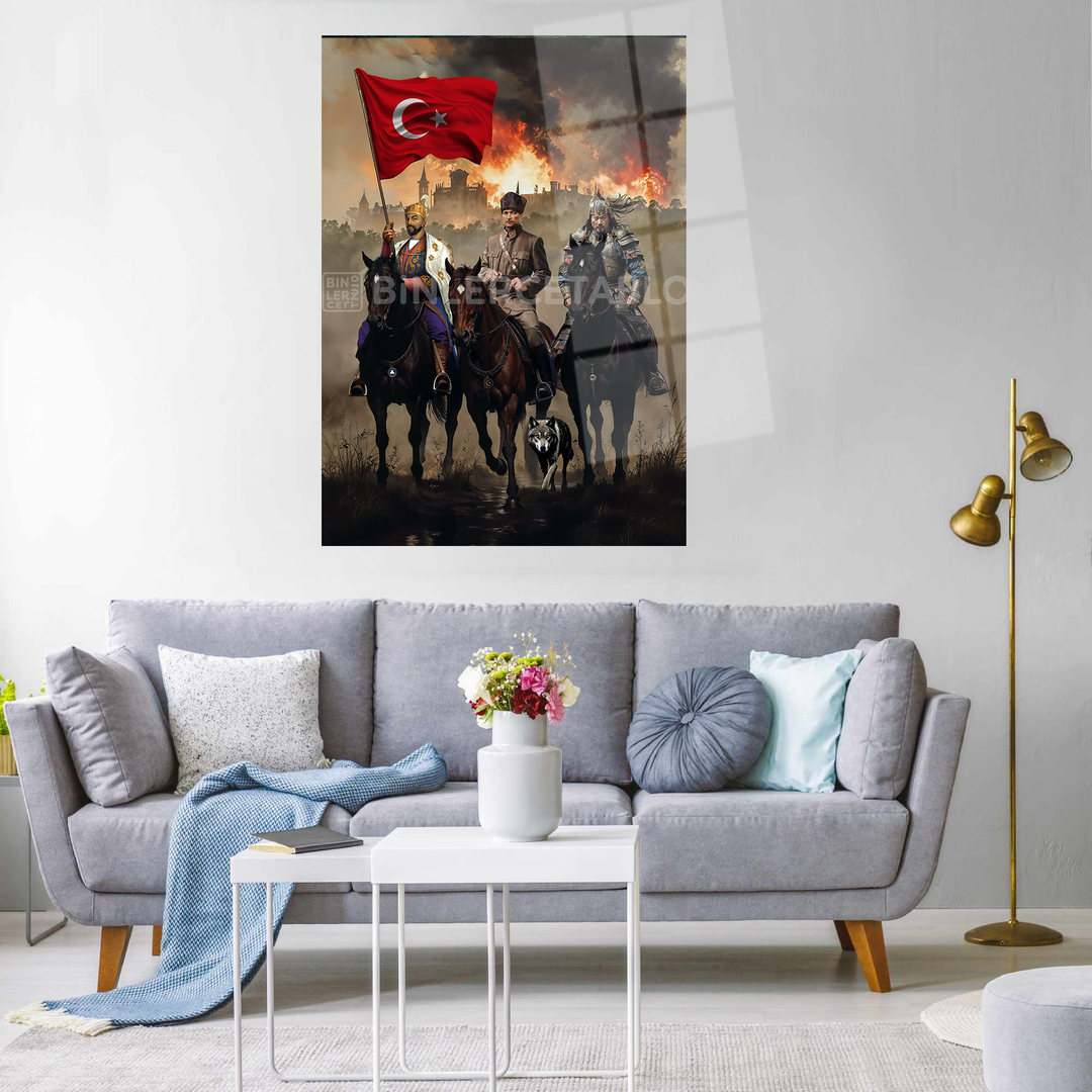 Timur - Atatürk ve Cengiz Han 3lüsü Çerçeveli