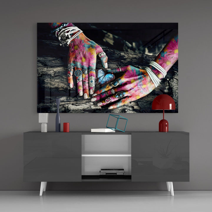 Doğanın Elleri Cam Tablo