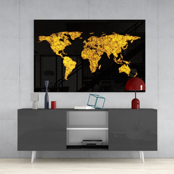 Dünya Haritası Cam Tablo