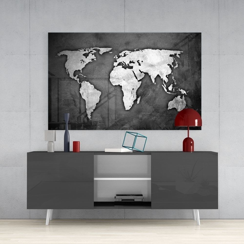 Dünya Haritası Cam Tablo No:3015