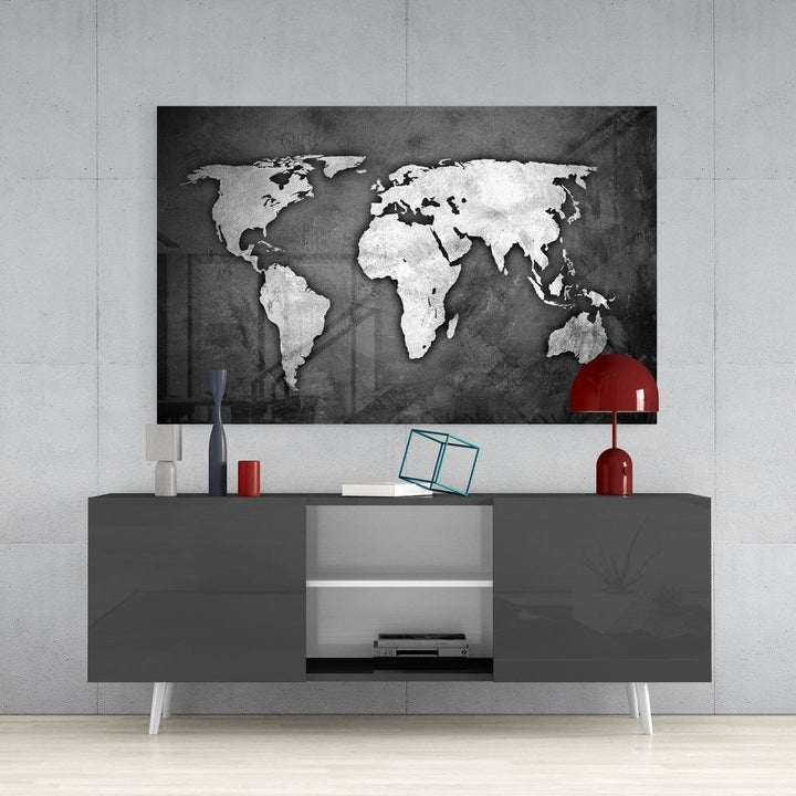 Dünya Haritası Cam Tablo No:3015