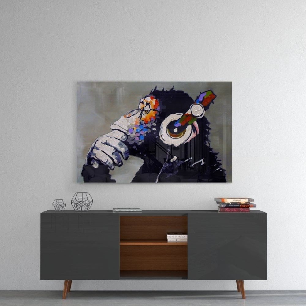 Düşünen Maymun Cam Tablo