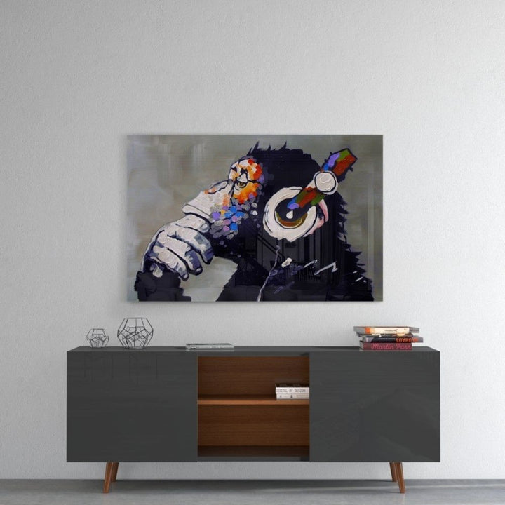 Düşünen Maymun Cam Tablo