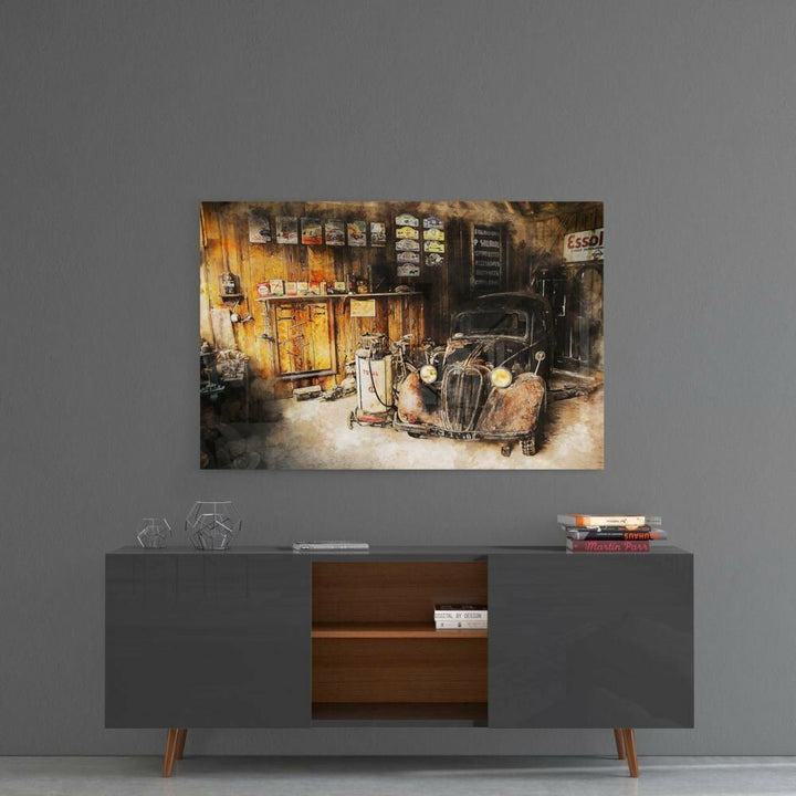 Eski Garaj Retro Cam Tablo